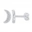 Crescent Moon Earrings 1/10 ct tw Diamonds Sterling Silver