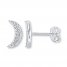 Crescent Moon Earrings 1/10 ct tw Diamonds Sterling Silver