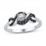 Black & White Diamond Promise Ring 1/6 ct tw Sterling Silver