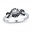 Black & White Diamond Promise Ring 1/6 ct tw Sterling Silver