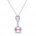 Pink Cultured Pearl & White Topaz Necklace Sterling Silver 19"