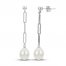 Cultured Pearl Paper Clip Dangle Earrings Sterling Silver