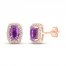 Amethyst Earrings 1/6 ct tw Diamonds 10K Rose Gold