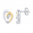 Heart Earrings 1/8 ct tw Diamonds Sterling Silver/10K Gold