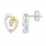 Heart Earrings 1/8 ct tw Diamonds Sterling Silver/10K Gold