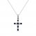 Blue Sapphire & Diamond Cross Necklace 1/6 ct tw Round-Cut 10K White Gold 18"