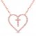 Cross Heart Necklace 1/8 ct tw Diamonds 10K Rose Gold