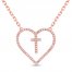 Cross Heart Necklace 1/8 ct tw Diamonds 10K Rose Gold