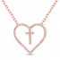 Cross Heart Necklace 1/8 ct tw Diamonds 10K Rose Gold