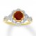 Garnet Engagement Ring 1/10 ct tw Diamonds 14K White Gold