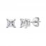 Diamond Solitaire Stud Earrings 5/8 ct tw Princess-Cut 14K White Gold