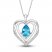 Swiss Blue Topaz & White Lab-Created Sapphire Heart Necklace Sterling Silver 18"