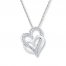 Diamond Heart Necklace 1/6 ct tw Round-cut 10K White Gold