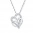 Diamond Heart Necklace 1/6 ct tw Round-cut 10K White Gold