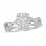 Neil Lane Diamond Engagement Ring 1 ct tw Radiant/Round 14K White Gold