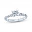 Monique Lhuillier Bliss Diamond Engagement Ring 1-3/8 ct tw Princess, Marquise & Round-cut 18K White Gold