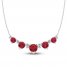 Lab-Created Ruby & White Lab-Created Sapphire Smile Necklace Sterling Silver 18"