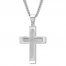 Men's Cross Necklace Diamond Accent Stainless Steel 24" Length