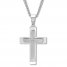 Men's Cross Necklace Diamond Accent Stainless Steel 24" Length