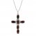 Garnet & White Lab-Created Sapphire Cross Necklace Sterling Silver 18"