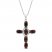 Garnet & White Lab-Created Sapphire Cross Necklace Sterling Silver 18"