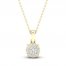Diamond Halo Necklace 1/10 ct tw Round-Cut 10K Yellow Gold 18"