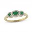 Emerald & Diamond 3-Stone Ring 1/8 ct tw 10K Yellow Gold