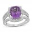 Amethyst Ring 1/4 ct tw Diamonds Sterling Silver