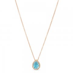 Le Vian Aquamarine & Diamond Necklace 1/8 ct tw 14K Strawberry Gold 18"