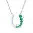 Horseshoe Necklace Lab-Created Emeralds Sterling Silver