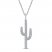 Diamond Cactus Necklace 1/10 ct tw Sterling Silver 18"