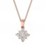 Diamond Necklace 1/3 ct tw Round/Princess 10K Rose Gold