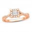 Diamond Engagement Ring 1/3 ct tw Princess/Round 10K Rose Gold