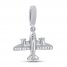 True Definition Airplane Charm 1/20 ct tw Diamonds Sterling Silver