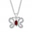 Butterfly Necklace Garnet/Diamonds Sterling Silver