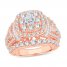 Diamond Engagement Ring 3 ct tw Round/Baguette 14K Rose Gold
