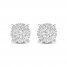 Diamond Halo Stud Earrings 1/2 ct tw Round-Cut 10K White Gold