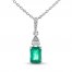 Emerald & 1/20 ct tw Diamond Necklace 10K White Gold 18"