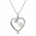 Cultured Pearl & White Lab-Created Sapphire Heart Necklace Sterling Silver 18"