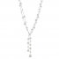 Cultured Pearl & White Lab-Created Sapphire Y Necklace Sterling Silver 16"