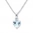 Aquamarine Heart Necklace Lab-Created Sapphire Sterling Silver
