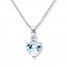 Aquamarine Heart Necklace Lab-Created Sapphire Sterling Silver