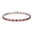 Garnet & White Lab-Created Sapphire Bracelet Sterling Silver 7.25"