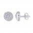 Circle Earrings Diamond Accents Sterling Silver