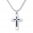 Men's Cross Necklace Diamond Accent Stainless Steel/Resin