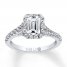 Leo Diamond Engagement Ring 1 cttw Emerald/Round 14K White Gold