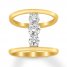 Previously Owned Diamond North South 3-Stone Ring 3/8 ct tw 10K Yellow Gold
