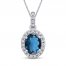 Blue Topaz & White Lab-Created Sapphire Necklace Sterling Silver 18"