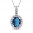 Blue Topaz & White Lab-Created Sapphire Necklace Sterling Silver 18"