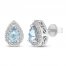 Aquamarine & White Lab-Created Sapphire Earrings Sterling Silver